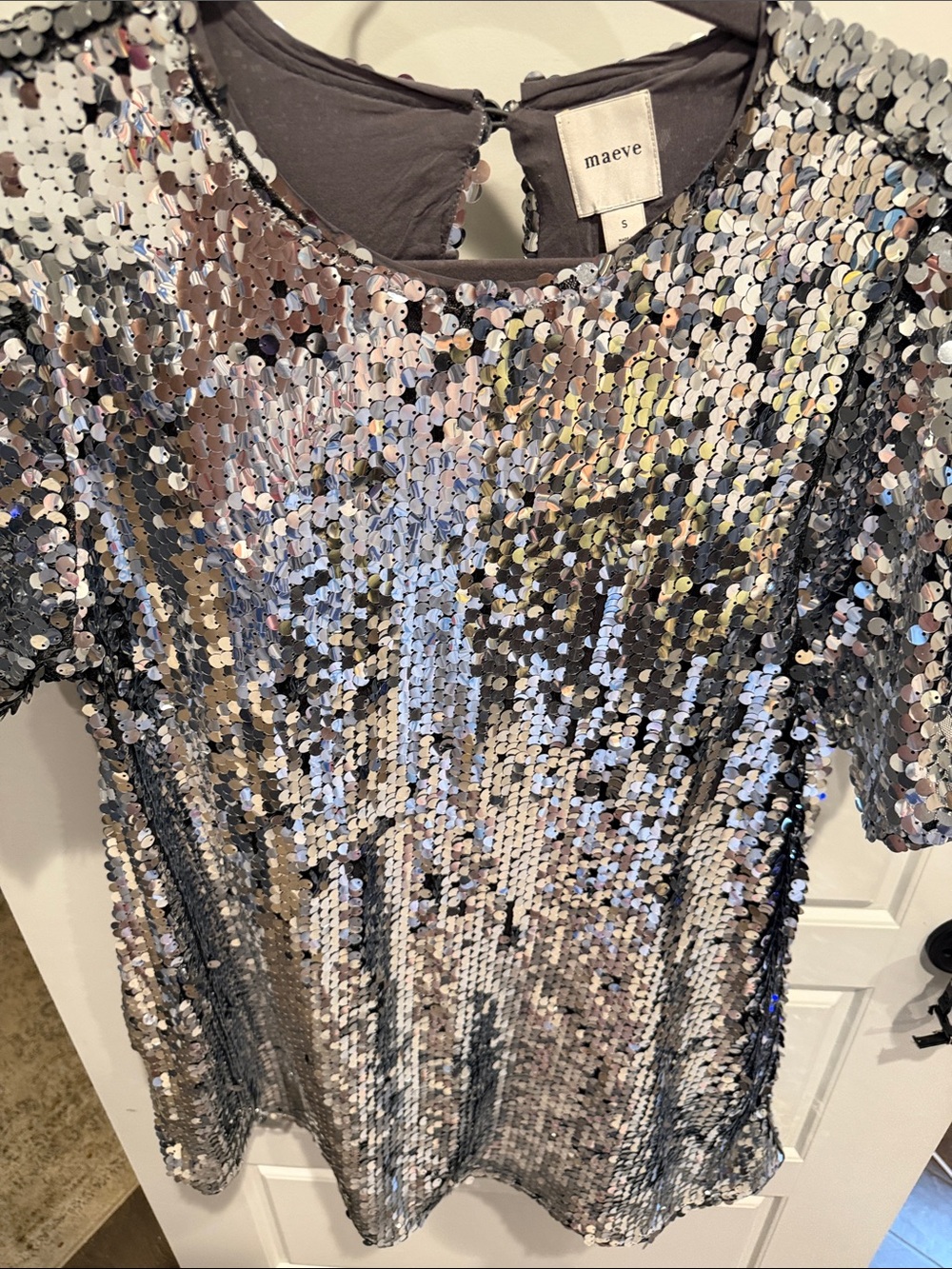 Maeve Iridescent Sequin Mini Dress - Silver Hues